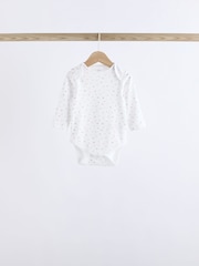 White Delicate Animal Print 5 Pack Long Sleeve Baby Bodysuits - Image 4 of 13