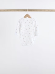 White Delicate Animal Print 5 Pack Long Sleeve Baby Bodysuits - Image 5 of 13