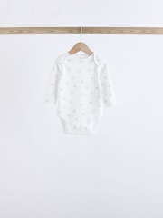 White Delicate Animal Print 5 Pack Long Sleeve Baby Bodysuits - Image 8 of 13