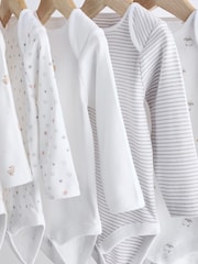 White Delicate Animal Print 5 Pack Long Sleeve Baby Bodysuits - Image 9 of 13
