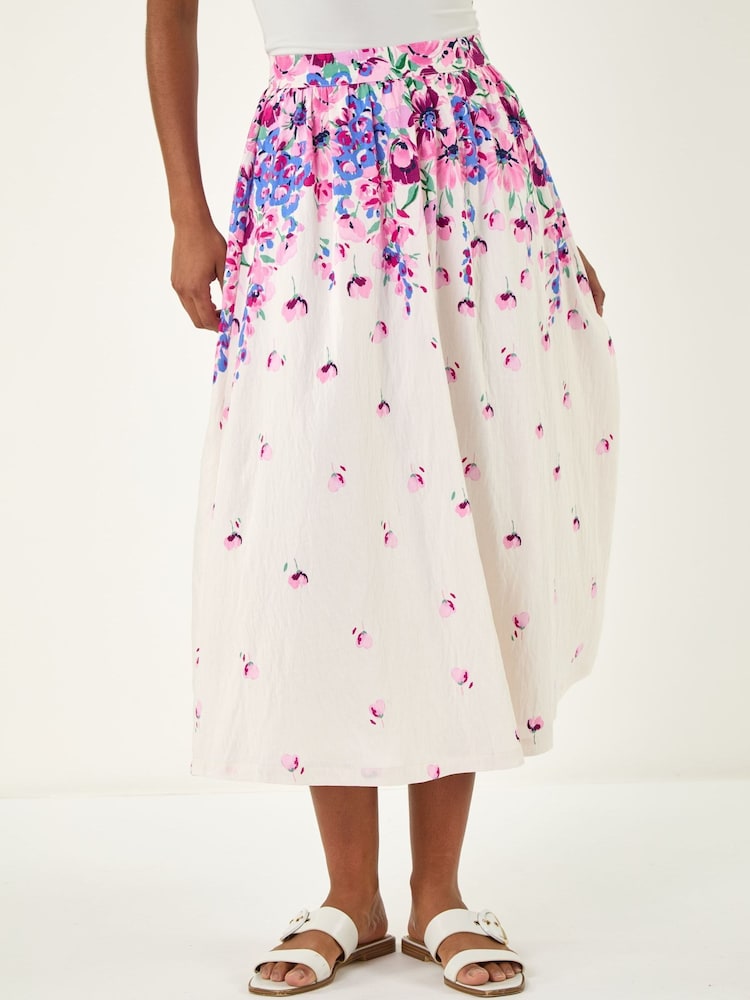 Roman Purple Floral A-Line Skirt - Image 1 of 4