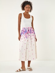 Roman Purple Floral A-Line Skirt - Image 4 of 4