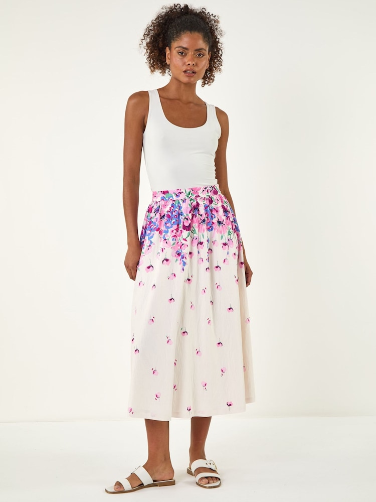 Roman Purple Floral A-Line Skirt - Image 4 of 4