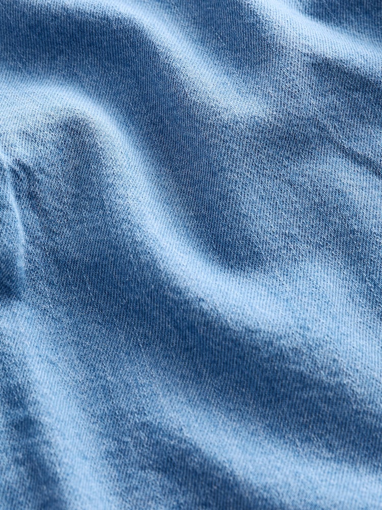 Mid Blue Short Sleeve Lightweight Denim Shirt - Image 6 of 6