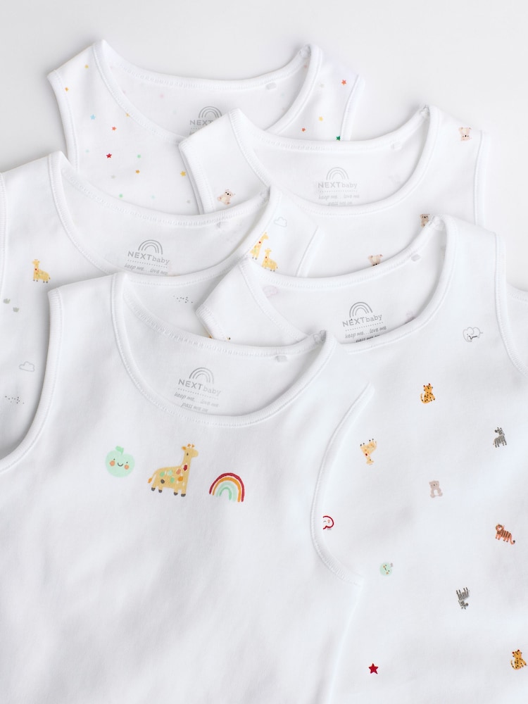 Blanc - Combinaisons pour bébés avec gilet 5 Pack - Image 10 of 12