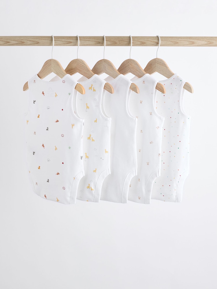 Blanc - Combinaisons pour bébés avec gilet 5 Pack - Image 7 of 12