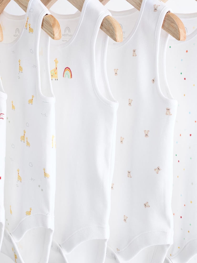 Blanc - Combinaisons pour bébés avec gilet 5 Pack - Image 9 of 12