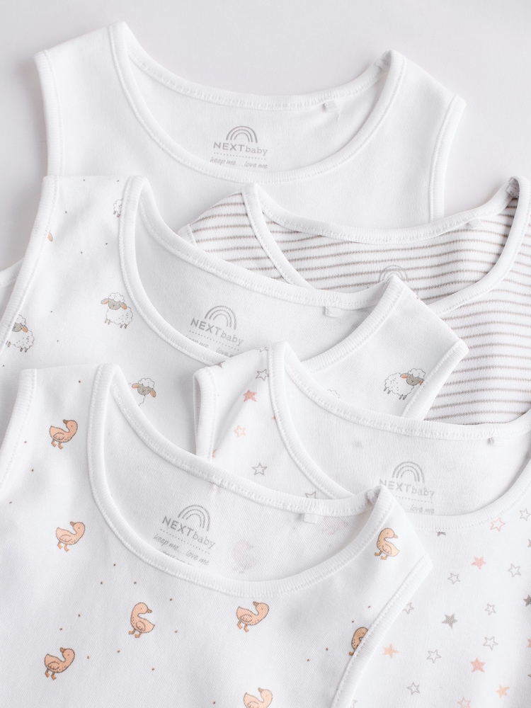 White Delicate Animal Baby Vest Bodysuits 5 Pack - Image 10 of 12