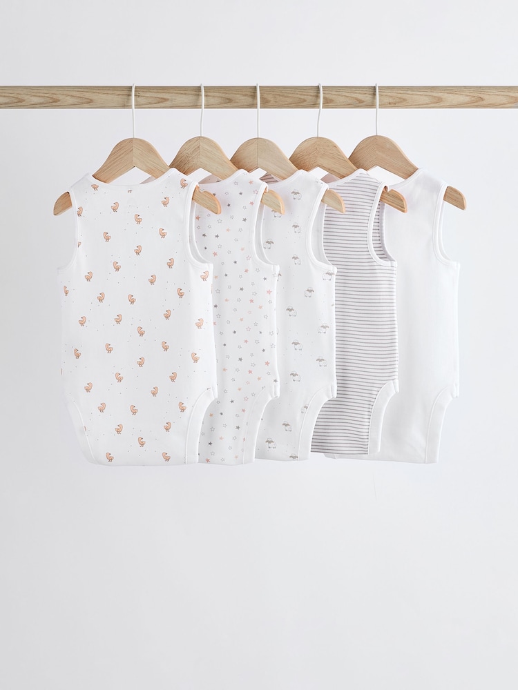 White Delicate Animal Baby Vest Bodysuits 5 Pack - Image 2 of 12