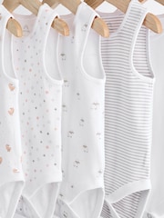 White Delicate Animal Baby Vest Bodysuits 5 Pack - Image 9 of 12