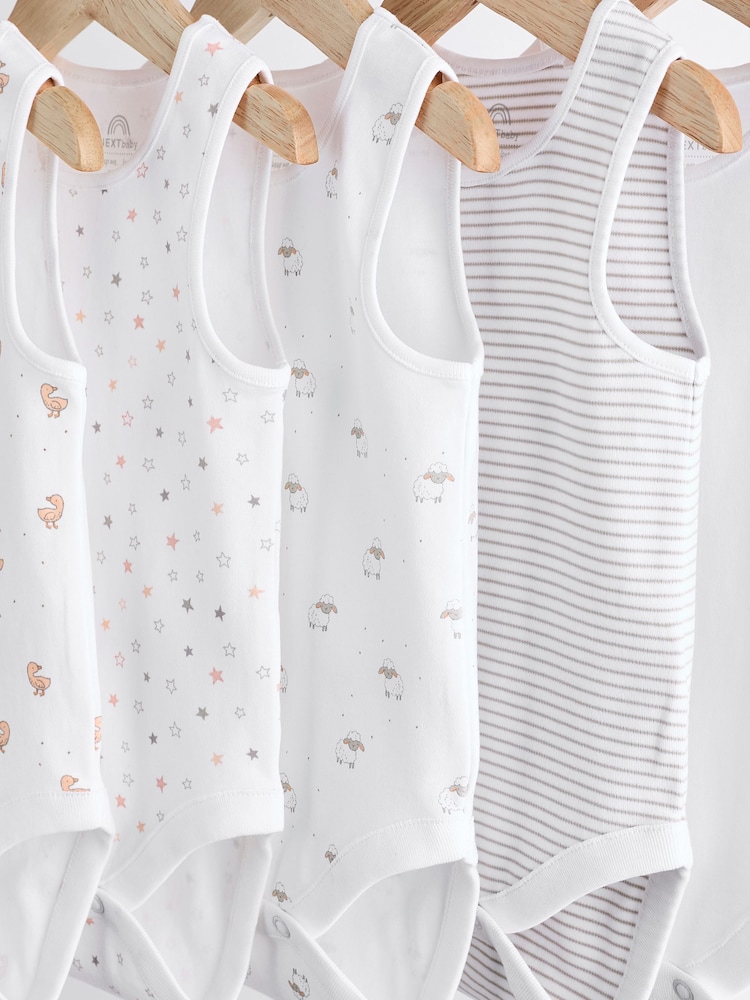 White Delicate Animal Baby Vest Bodysuits 5 Pack - Image 9 of 12