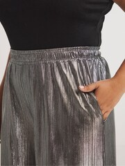 Simply Be Silver Plissé Wide Leg Trousers - Image 4 of 4