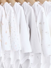 White Delicate Animal Print 7 Pack Long Sleeve Baby Bodysuits - Image 11 of 15