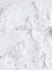 White Delicate Animal Print 7 Pack Long Sleeve Baby Bodysuits - Image 12 of 15