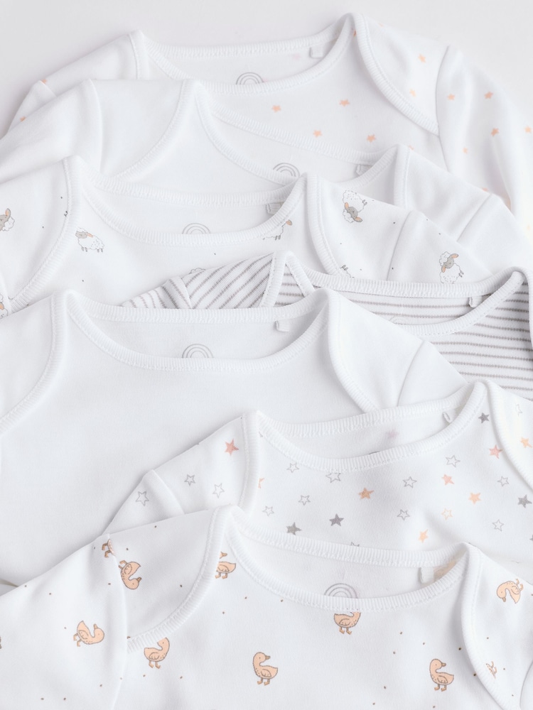 Blanc délicat Animal imprimé - Bodys à manches longues pour bébés - Image 12 of 15
