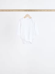 White Delicate Animal Print 7 Pack Long Sleeve Baby Bodysuits - Image 8 of 15