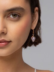 Aela Gold Tone Rose Quartz Drop Earrings - Image 1 of 3