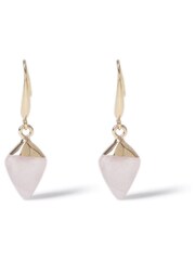 Aela Gold Tone Rose Quartz Drop Earrings - Image 2 of 3