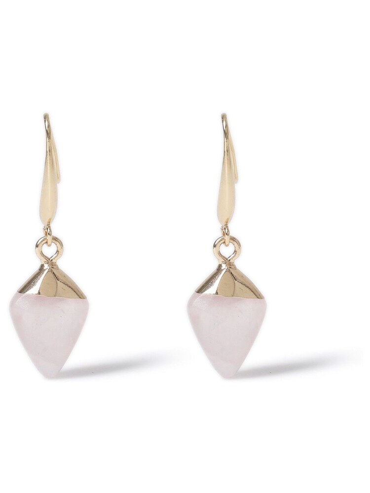 Aela Gold Tone Rose Quartz Drop Earrings - Image 2 of 3