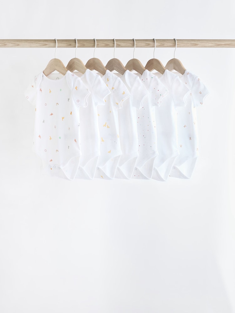 Bela - kratek rokav; s kratkimi rokavi Baby Bodysuits - Slika 1 iz 7 Bela - kratek rokav; s kratkimi rokavi Baby Bodysuits - Slika 1 iz 7