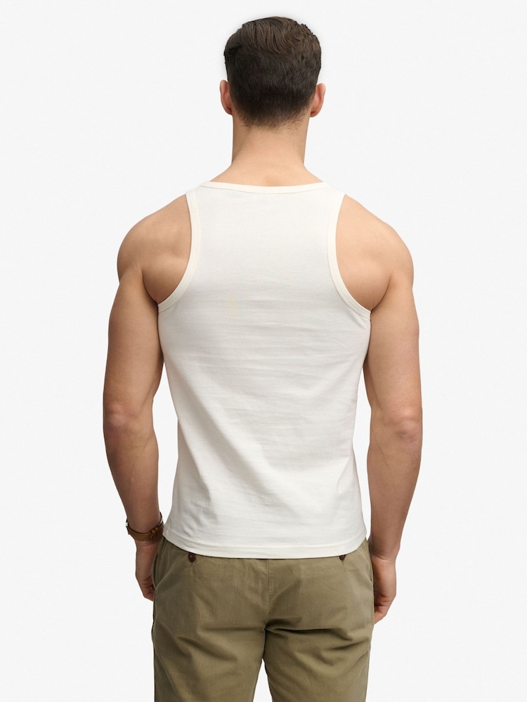 SUPERDRY White Unbrushed Essential Logo Vest - Image 2 of 4
