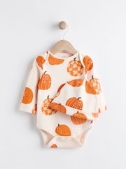 Pumpkin 100% Cotton Halloween Baby Bodysuit and Hat Set - Image 1 of 7