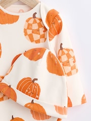 Pumpkin 100% Cotton Halloween Baby Bodysuit and Hat Set - Image 3 of 7