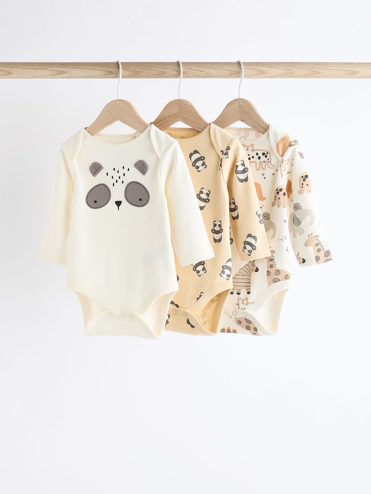Orange/White Baby Long Sleeve Character Bodysuits 3 Pack - Image 1 of 7