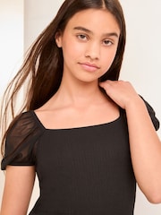 Lipsy Black Teen Square Neck Jersey Bodycon Dress (9-16yrs) - Image 4 of 4