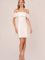 Adrianna Papell Mikado Bow Short White Dress - Image 1 of 7