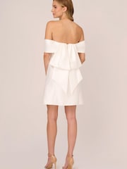 Adrianna Papell Mikado Bow Short White Dress - Image 2 of 7