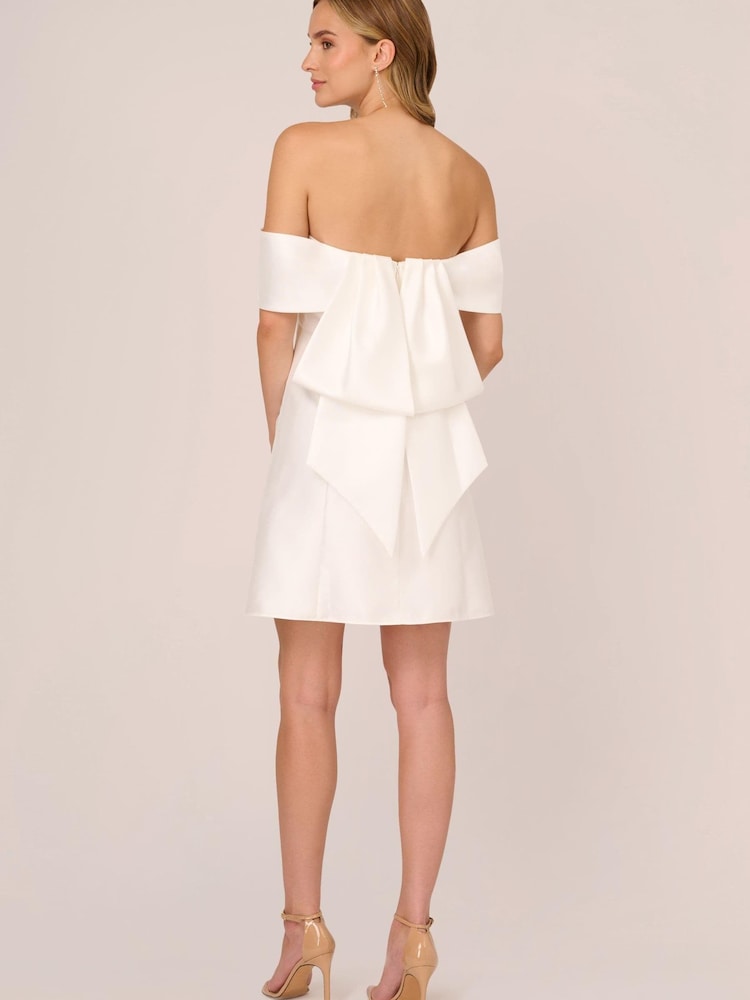 Adrianna Papell Mikado Bow Short White Dress - Image 2 of 7