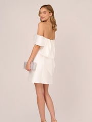 Adrianna Papell Mikado Bow Short White Dress - Image 3 of 7