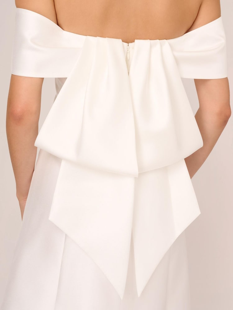 Adrianna Papell Mikado Bow Short White Dress - Image 5 of 7