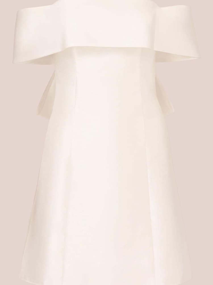 Adrianna Papell Mikado Bow Short White Dress - Image 6 of 7