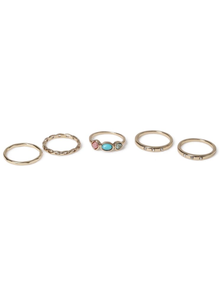 Aela Gold Tone Semi Precious Ring 3 Pack - Image 2 of 3