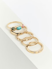 Aela Gold Tone Semi Precious Ring 3 Pack - Image 3 of 3