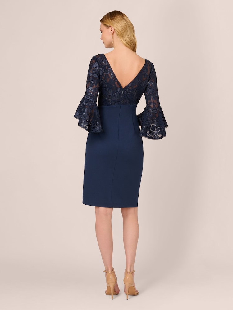 Adrianna Papell Blue Floral Lace Combo Dress - Image 2 of 7