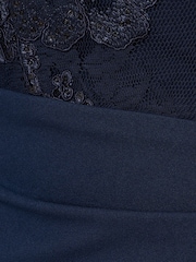 Adrianna Papell Blue Floral Lace Combo Dress - Image 7 of 7