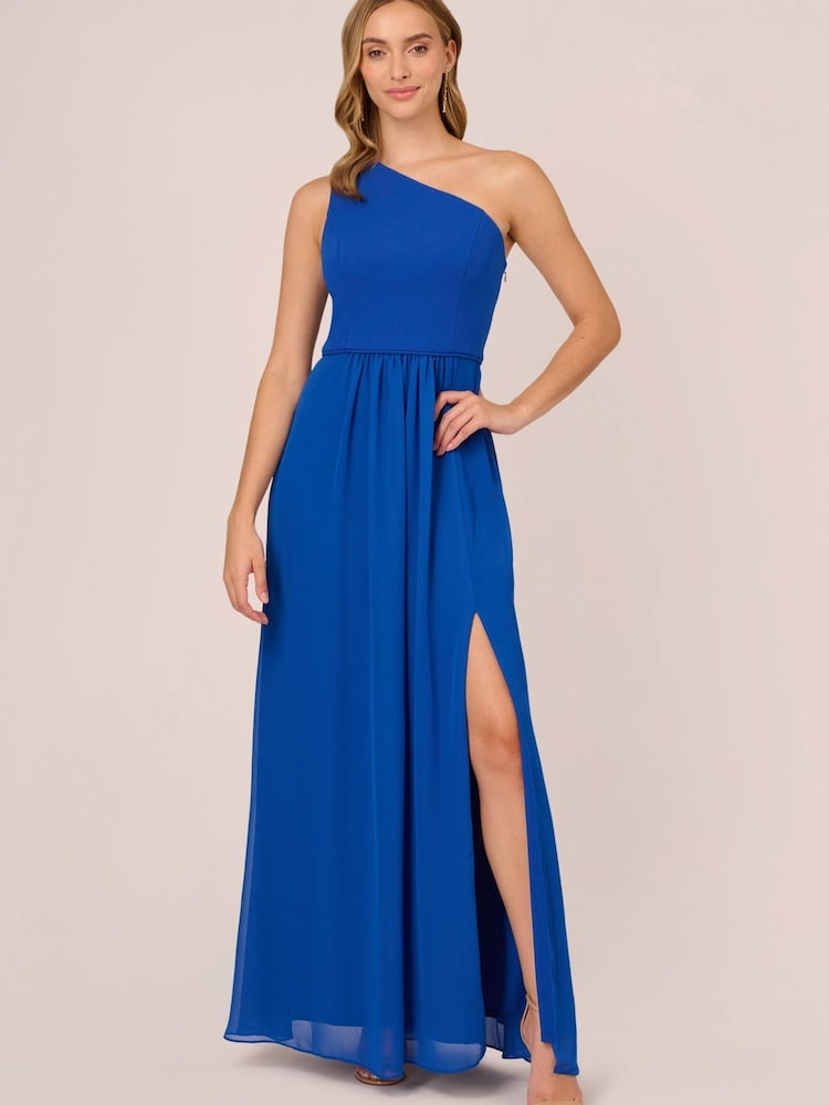 Adrianna Papell One Shoulder Chiffon Gown - Image 1 of 7 Adrianna Papell One Shoulder Chiffon Gown - Image 1 of 7