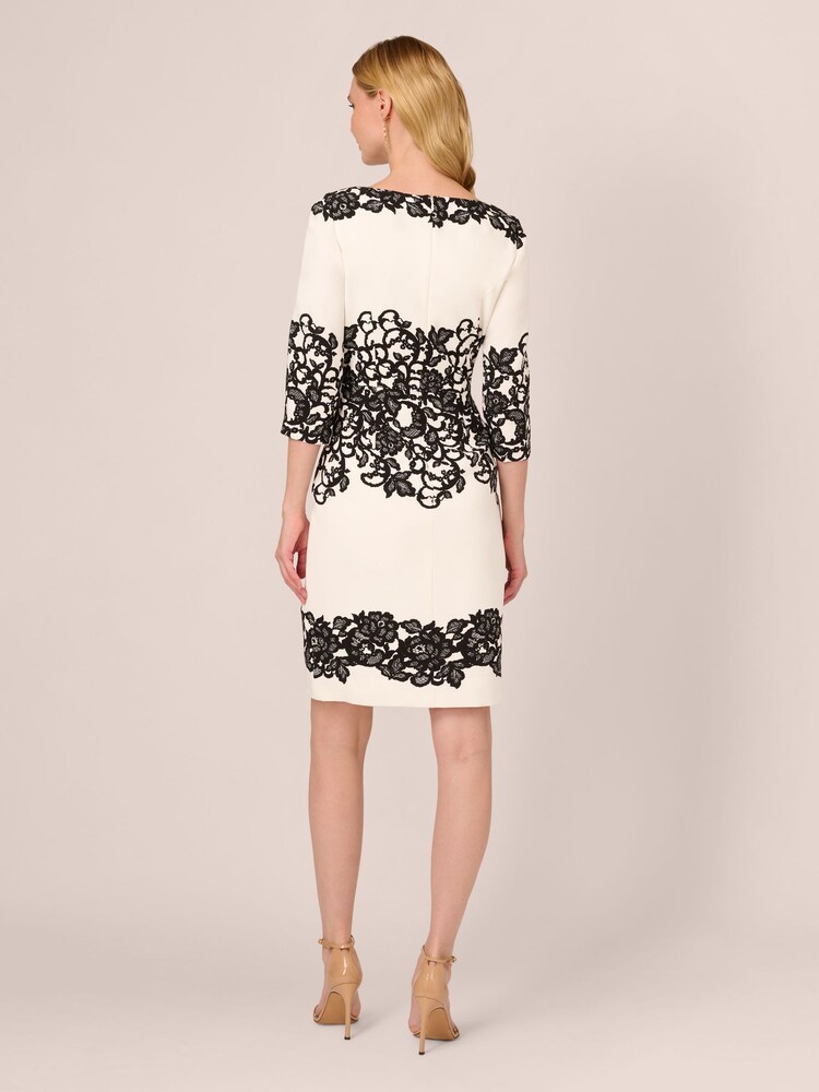 Adrianna Papell Scroll Lace Short White Dress - Image 2 of 7