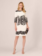 Adrianna Papell Scroll Lace Short White Dress - Image 4 of 7