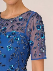 Adrianna Papell Blue Beaded Floral Short Dress - Image 5 of 7