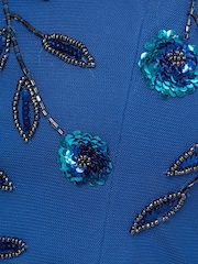 Adrianna Papell Blue Beaded Floral Short Dress - Image 6 of 7