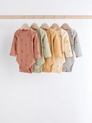 Multi 100% Cotton Baby Bodysuits 5 Pack - Image 1 of 13