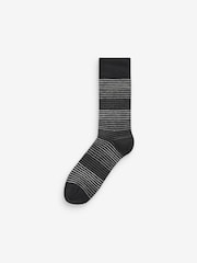 Black/Grey Pattern 7 Pack Mens Cotton Rich Black Socks - Image 6 of 9