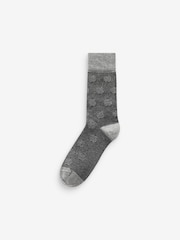 Black/Grey Pattern 7 Pack Mens Cotton Rich Black Socks - Image 8 of 9