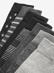 Black/Grey Pattern 7 Pack Mens Cotton Rich Black Socks - Image 9 of 9