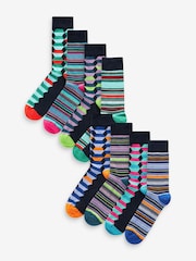 Bright Geo/Stripe Pattern Socks 8 Pack - Image 1 of 10