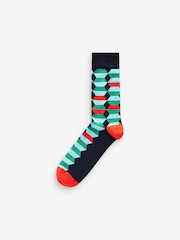 Bright Geo/Stripe Pattern Socks 8 Pack - Image 2 of 10